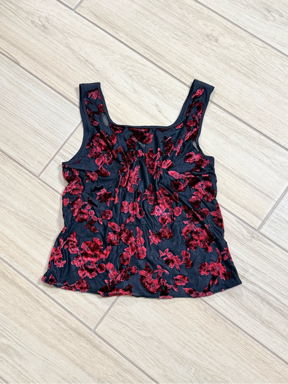 VTG Gilligan & O’Malley Velvet Burnout Mesh Tank Top Y2K Whimsigoth Size M
